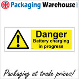 WS653 Danger Battery Charging In Progress Sign with Triangle Exclamation Mark