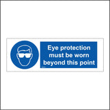 MA497 Eye Protection Must Be Worn Beyond This Point Sign with Circle Face Glasses