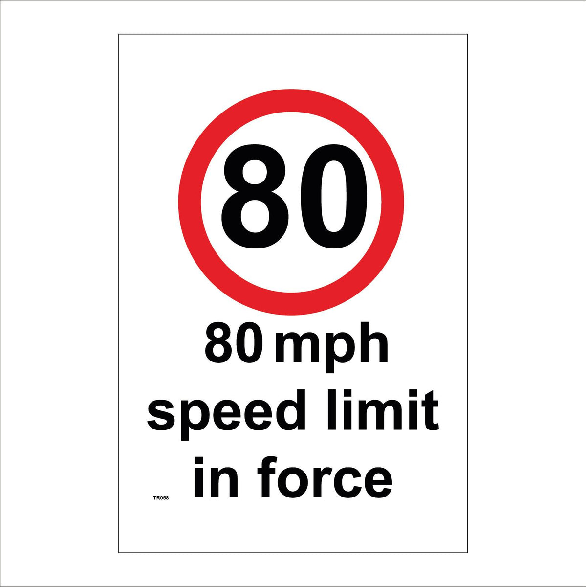 80 Mph Speed Limit In Force Sign with Circle – PWDirect