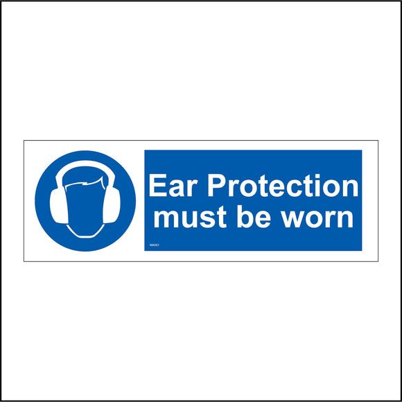 MA061 Ear Protection Must Be Worn Sign with Face Ear Phones
