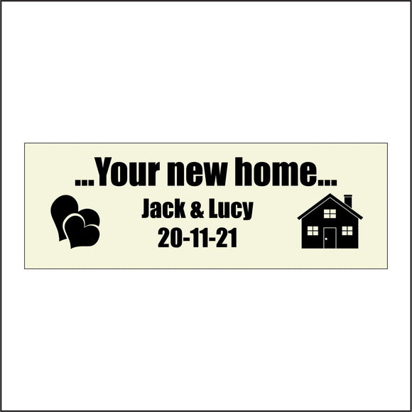 CM277 Your New Home Jack & Lucy 20 11 20 Personalise Me Sign with House Hearts