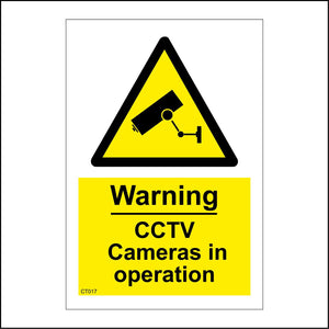 CT017 Warning Cctv Cameras In Operation Sign with Camera Triangle