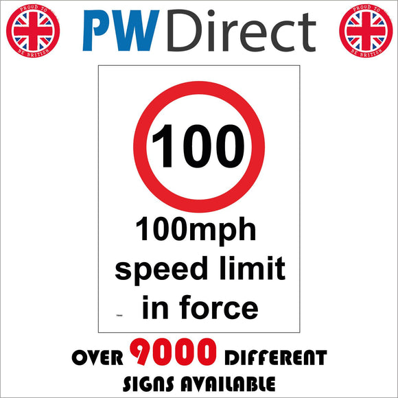 TR060 100 Mph Speed Limit In Force Sign with Circle