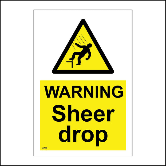WS821 Warning Sheer Drop Sign with Triangle Man Falling