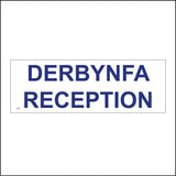 GE887 Derbynfa Reception  Welsh Cymraeg Language Dual Text Blue