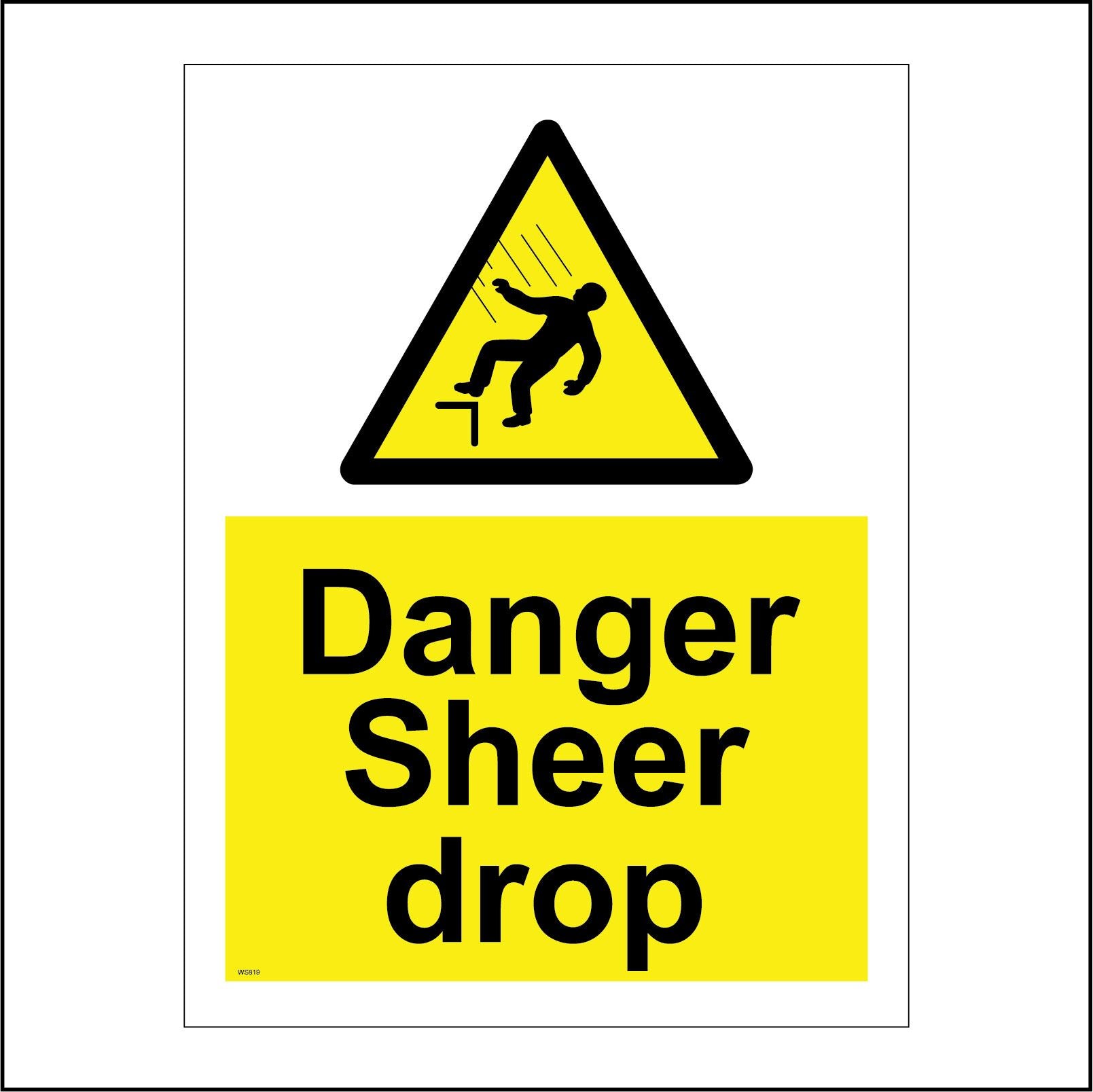 WS819 Danger Sheer Drop Sign with Triangle Man Falling – PWDirect