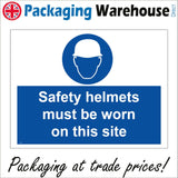 MA143 Safety Helmets Must Be Worn On Site Sign with Face Hard Hat
