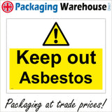 WS842 Keep Out Asbestos Sign with Triangle Exclamation Mark
