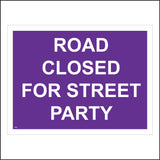 TR569 Road Closed For Street Party Purple Carnival Fete