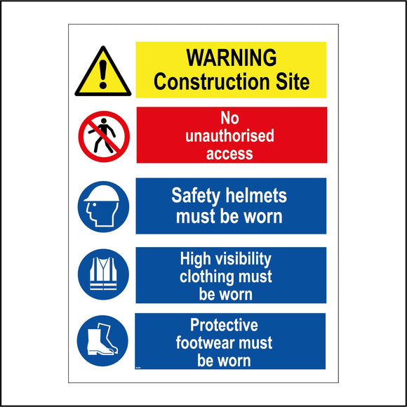 MU063 Warning Construction Site Sign with Triangle Exclamation Mark Boots Jacket Head