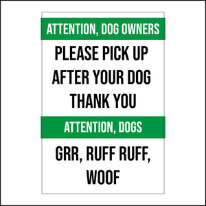 HU339 Attention Dog Owners Attention Dogs Sign