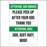 HU339 Attention Dog Owners Attention Dogs Sign