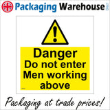 WS901 Danger Do Not Enter Men Working Above Sign with Triangle Exclamation Mark