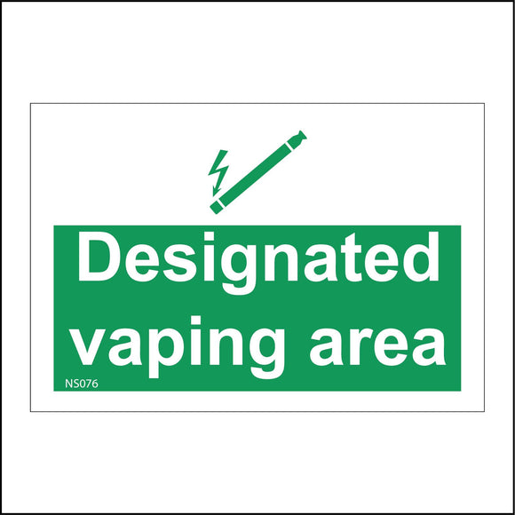 NS076 Designated Vaping Area Sign with e-Cigarette
