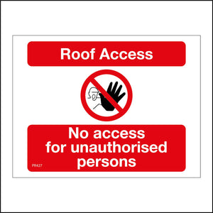 PR427 No Roof Access For Unauthorised Persons Fragile Unsafe