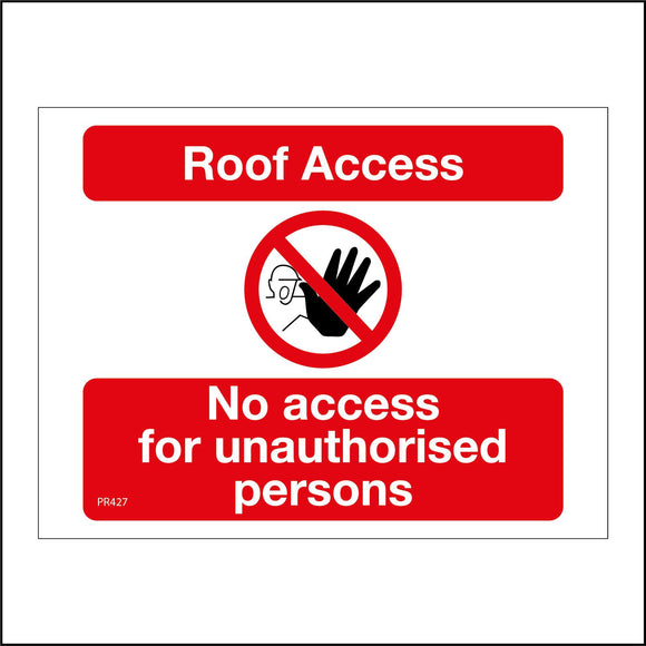 PR427 No Roof Access For Unauthorised Persons Fragile Unsafe