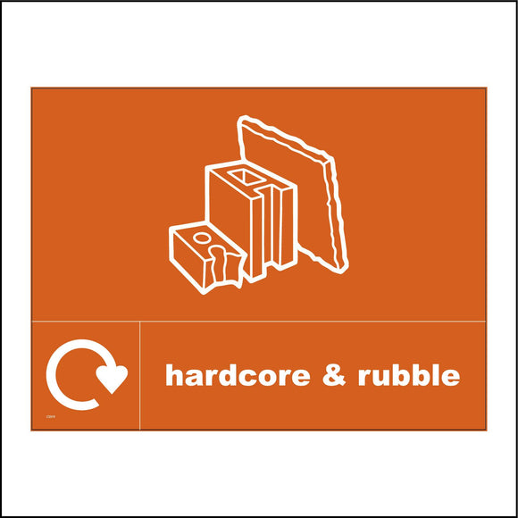 CS319 Hardcore & Rubble Recycling  Sign with Bricks Blocks Recycling Logo