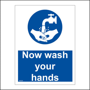 MA204 Now Wash Your Hands Sign with Hands Tap