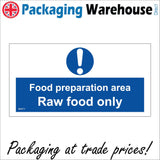 MA211 Food Preparation Area Raw Food Only Sign with Exclamation Mark