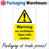 WT014 Warning No Ventilitation Open With Caution Sign with Exclamation Mark