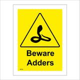 WT039 Beware Adders Sign with Triangle Snake