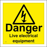 WS595 Danger Live Electrical Equipment Sign with Triangle Lightning Arrow