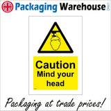 WS548 Caution Mind Your Head Sign with Triangle Face Beam