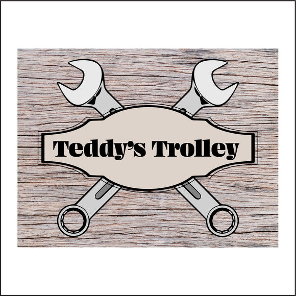 CM359 Teddys Trolley Your Choice Personalise Name Mechanics Gift
