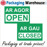DS046 Ar Agor Open Ar Gau Closed English Welsh Bilingual Sign