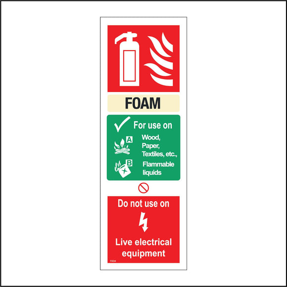 FI034 Foam Fire Extinguisher Sign with Fire Extinguisher Fire Tick Canister Lighting A