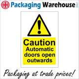 WS573 Caution Automatic Doors Open Outwards Sign with Triangle Exclamation Mark