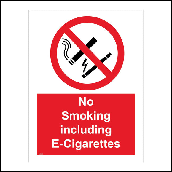 NS059 No Smoking Including E-Cigarettes Sign with Cigarette