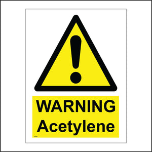 WS804 Warning Acetylene Sign with Triangle Exclamation Mark