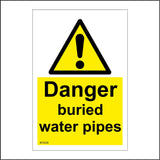 WS928 Danger Buried Water Pipes Sign with Triangle Exclamation Mark
