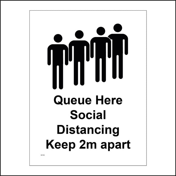 MA639 Queue Here Social Distancing Keep 2m Apart Sign with People