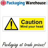 WS843 Caution Mind Your Head Sign with Triangle Exclamation Mark