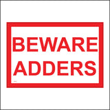 WT038 Beware Adders Sign