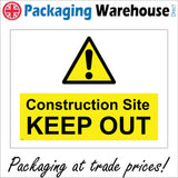 WS446 Construction Site Keep Out Sign with Triangle Exclamation Mark