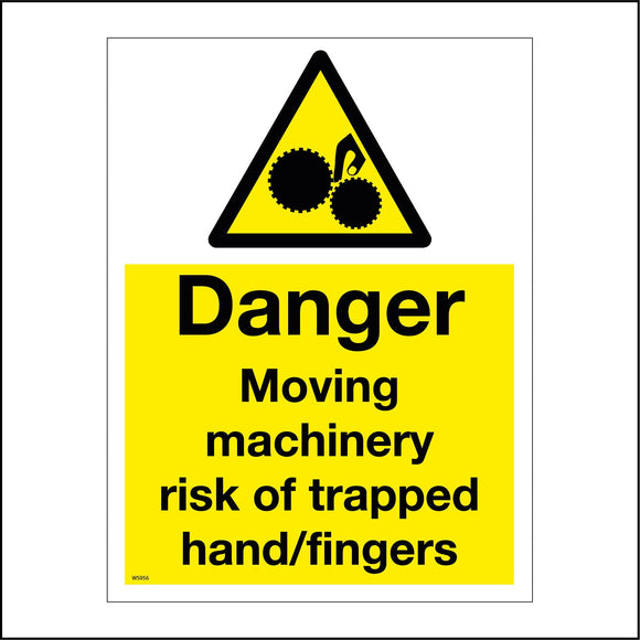 WS956 Danger Moving Machinery Risk of Trapped Hand/Fingers Sign with Triangle Hand Rollers