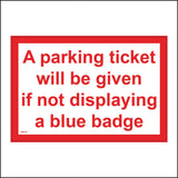 VE276 A Parking Ticket Given If Not Displaying Blue Badge