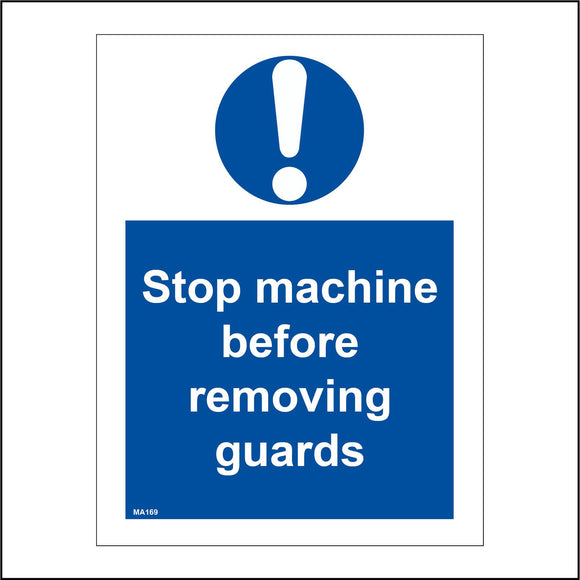 Stop Machine Before Removing Guards Sign with Exclamation Mark – PWDirect