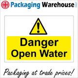 WS879 Danger Open Water Sign with Triangle Exclamation Mark