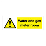 WS872 Water And Gas Meter Room Sign with Triangle Exclamation Mark