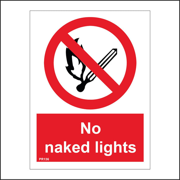 PR136 No Naked Lights Sign with Circle Match Flame