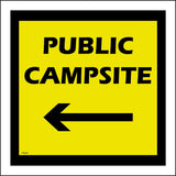 TR235 Public Campsite Left Sign with Arrow
