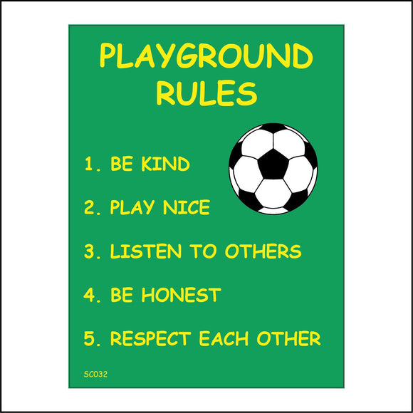 SC032 Playground Rules Be Kind Play Listen Respect Honest