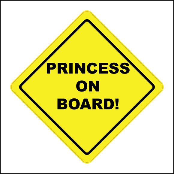 HU354 Princess On Board Car Yellow Diamond Safety Distance Royal Girl