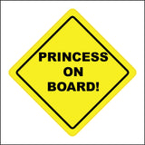 HU354 Princess On Board Car Yellow Diamond Safety Distance Royal Girl
