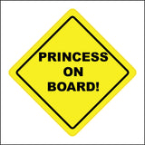 HU354 Princess On Board Car Yellow Diamond Safety Distance Royal Girl